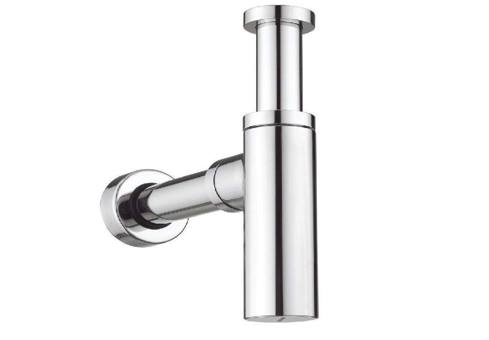 The Home Store Luxury Chrome Brass Round Minimalist Bottle Trap Tap Waste Bathroom Basin Sink 11/4" 32Mm