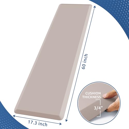 Image of KitchenClouds Kitchen Mat Cushioned Anti Fatigue Kitchen Rug 0.8inch Water Resistant Non Slip Kitchen Rugs and Mats Standing Desk Mat Comfort Floor Mats for Kitchen Sink Office (17.3 inchx60 inch,Khaki)