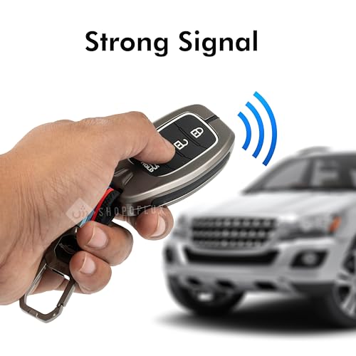 SHOPOFLUX Key Cover Compatible with Hyundai Alcazar and Creta ev Car 4 Button Smart Key (Metal Black Silicone)