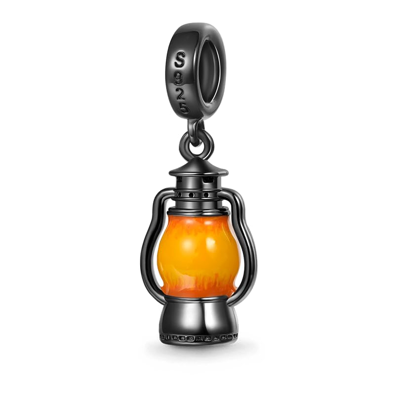 GNOCE Halloween Pumpkin Lantern Pendant Charm Sterling Silver Dangle Halloween Charm Fit Bracelet/Necklace for Women Wife/Jewelry Gift2