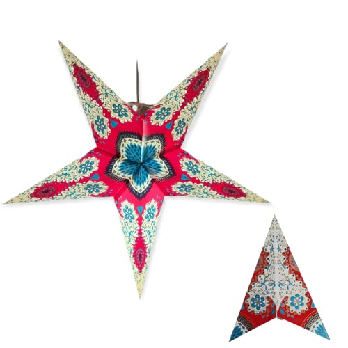 Image of Lantern Lampshade Paper Star Light Shades Large 60cm Star Hanging Decorations for Christmas Wedding Home Decoration Birthday Party (Glitter White, Red, Blue)
