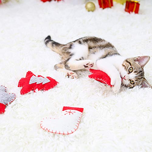 Farra de brinquedos para gatos de Natal, mordidas de gatos e brinquedos para mastigar 4 peças (verme