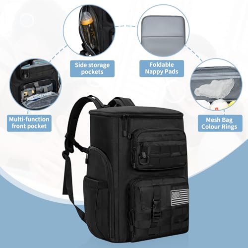 Ouutmee Dad Diaper Bag, Military Diaper Backpack, Large Baby Nappy Bag For Men With Diaper Changing Mat Usb Charging Port Stroller Straps And Insulated Pocket thumb #2