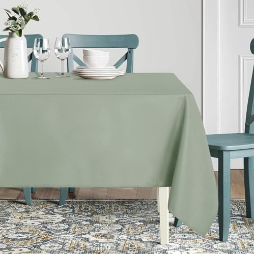 Image of sancua Rectangle Tablecloth - 60 x 102 Inch - Stain and Wrinkle Resistant Washable Polyester Table Cloth, Decorative Fabric Table Cover for Dining Tables, Buffet Parties and Camping, Sage Green