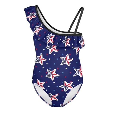 doginthehole Girls One Piece Swimsuits 3-14 Years Ruffle Trim Beach Bathing Suit for Kids Swimwear with Adjustable Strap