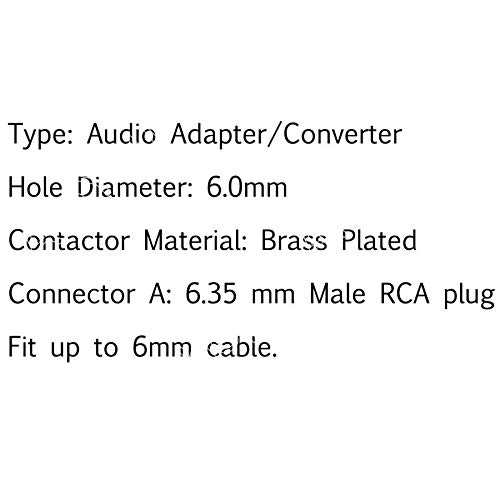 Adaptador conector RCA ángulo recto macho 6.35mm miniatura 5