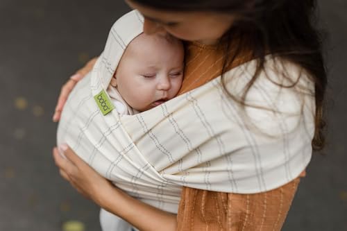 Image of Boba Baby Wrap Carrier-Stretch Bamboo Newborn Sling,Serenity Pebble Striped | Breathable Bamboo-Blend Knit, newborn to toddler. Hands-Free Babywearing for bonding, nursing & naps 7-35 lbs.