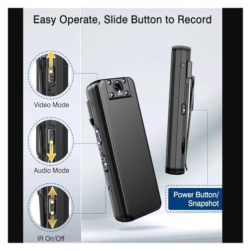Image of 1080P Mini Body Mounted Camera HD Car DVR Video Recording IR Night Vision Back Clip Magnetic Camcorders Hiking Equipment for Vlogging with External Microphone, Remote Cont