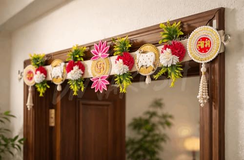 Image of Divyakosh Artificial Flower Toran for Door Decoration 40 Inch | Premium Toran for Main Door Entrance |Home, Mandir, Entrance | Wedding & Festival Decor - Bandanwar Toran with Artificial Flowers