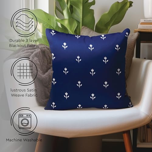 Image of Encasa XO Silver Foil Cushion Covers, Pillow Cases, No Inserts Blue