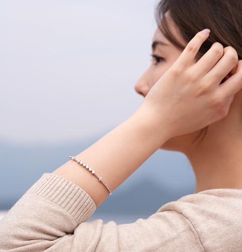 Moissanite Bangle - Rhodium Plated 925 Sterling Silver Bracelet for Women - D Color, VVS1-2, Round Brilliant Cut Moissanite - Minimalist Dainty Gold Cuff Jewelry3