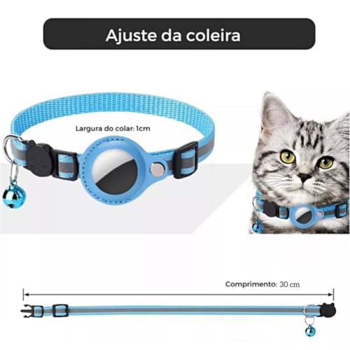 Coleira Case Para Airtag Com Detalhes Reflexivos E Sininho, Coleira Com Capa de Couro Compativel a R