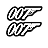 James Bond 007 Vinyl Decals Stickers (2 Pack) | 5.5" White on Black | for Cars, Trucks, Laptops, Windows & More | KCD3278