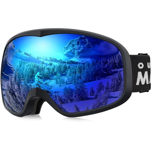 OutdoorMaster Owl Ski Goggles OTG, Snow Snowboard Goggles for Men Women Youth, Anti-Fog, 100% UV Protection