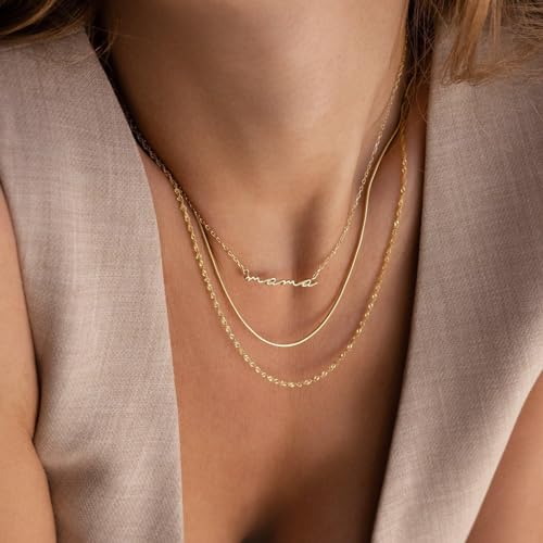POYAMUSE Delicate 18K Gold Plated Mama Necklace for Women, Mom Necklace Mother's Day Gift for Mother and Grandma4