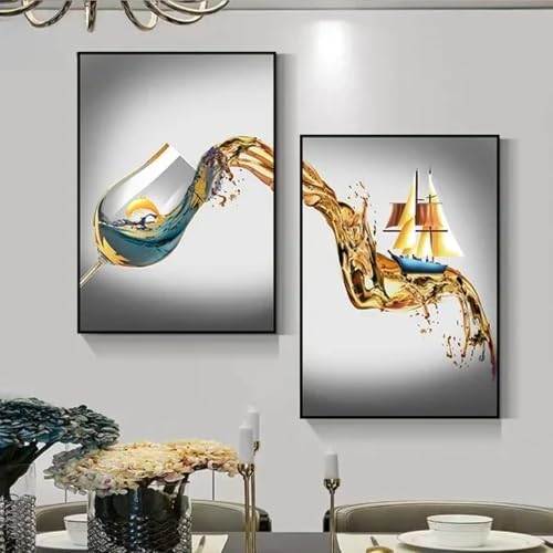 Affiche de cuisine verre de vin TONGYINLI 60x80 cm grand format décoration murale nordique sans cadre