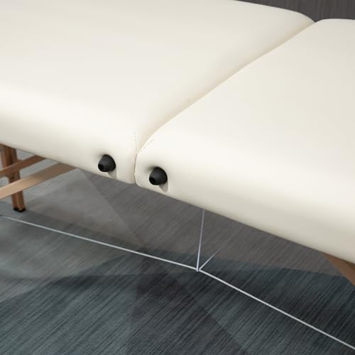 HOMCOM Lit/Table de Massage Cosmetique Pliable en Bois 2 Zones Crème – vue 9