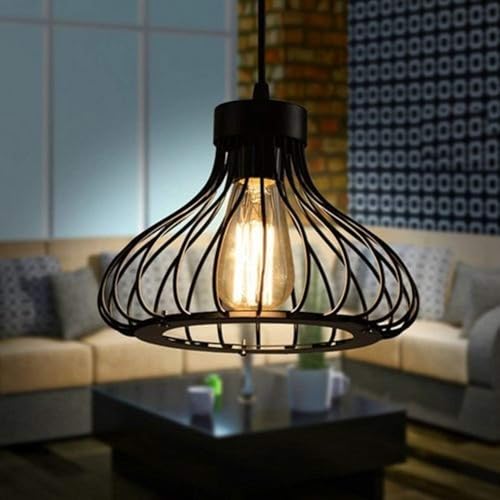 Lámpara de techo CFWSHJ para iluminar salones oscuros con estilo de jaula negra 6