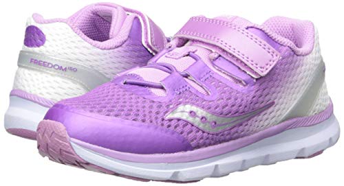 Saucony Unisex-Kid's Baby Freedom Iso Sneaker, Purple/White, 105 Wide Us Little Kid #TOP6