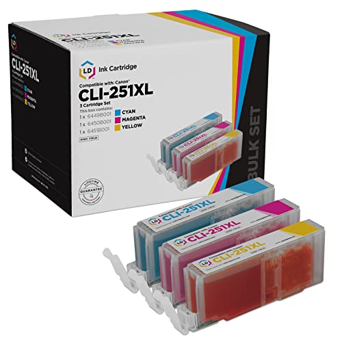 LD Compatible Ink Cartridge Replacement for Canon CLI-251XL High Yield (1 Cyan, 1 Magenta, 1 Yellow, 3-Pack) Compatible w Canon Pixma MX922 MG5420 MG6320 MX722 IP7220, MG5422, MG7120, MG5520, MG6420