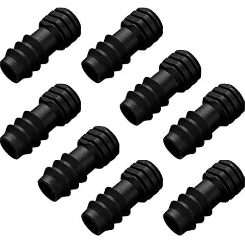 Maitys 8 Pieces 1/2 Inch (16mm) Garden Barbed Connector Plastic Drip Irrigation Hose Connector, Black (Bung) Cover