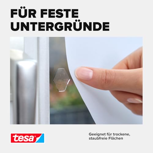 tesa doppelseitige Klebepads TACK/Transparente Klebestreifen zum Aufhängen an Wänden, Fenstern und Spiegeln / 1 x 200 Pads