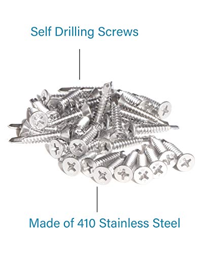 Image of IMScrews 25pcs #8 x 1 Stainless Flat Head Phillips Self Drilling Screws, 410 Stainless Steel Full Thread Sheet Metal Tek Wood to Metal Screws