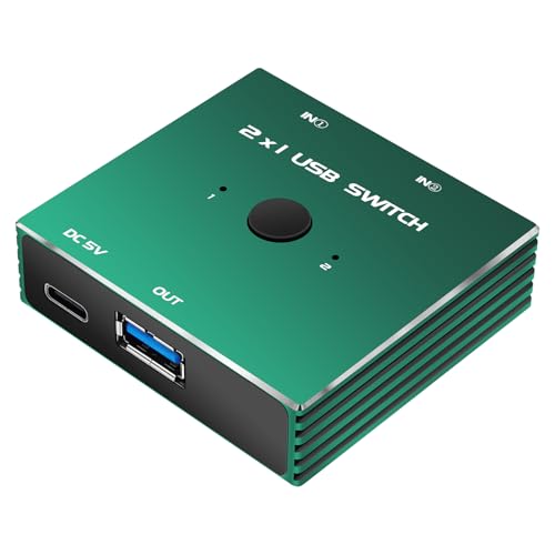 USB Selector Switch 2 in 1 Out Uni-Directional for Printer Scanner Keyboard (USB Cables were not Included.)