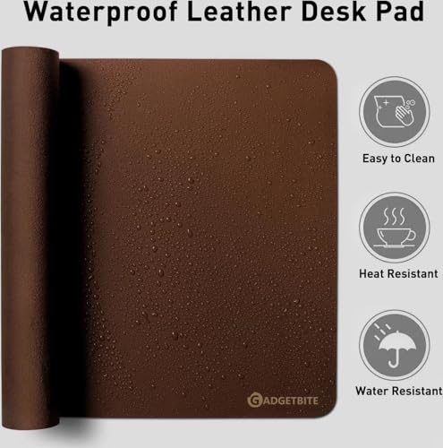 GadgetBite Mouse Pad Large Premium Vegan Leather Surface Desktop Mat Laptop Computer Mat for Home Office Smooth Surface for Comfortable Typing Writing and Gaming Pad (90 cm x 45 cm x 0.1 cm) - Brown 3 416C1wKqBIL