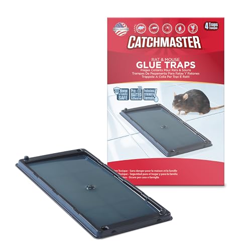 Catchmaster 4X Piège à Rat Collante - Piège à Souris et Rats - Anti Souris Efficace - Plaque Collante Efficace et Professionnel