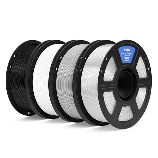 ELEGOO PETG Filament 1.75mm Bundle 4KG, 3D Printer Filament Dimensional Accuracy +/- 0.02 mm, 4pcs 1kg Spool(2.2lbs) Fits for Most FDM 3D Printers(Black, White, Gray, Clear)