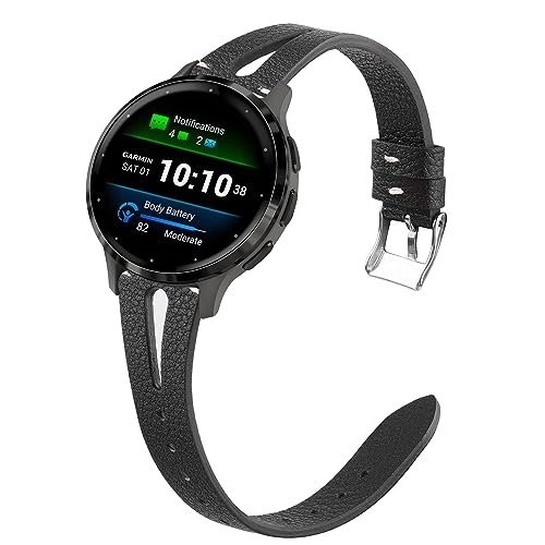 Bracelet en cuir Garmin Venu 3S et Forerunner 265S, style classique et élégant