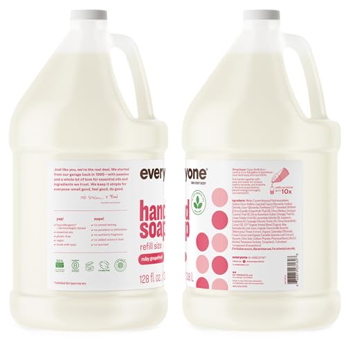 Image of Everyone Liquid Hand Soap Refill, 1 Gallon, Ruby Grapefruit, made with Essential Oils for Kitchen and Bathroom