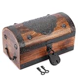 Ajuny Madera Cofre Del Tesoro Pirata De Conchas Y Flor Diseño 11x6 Pulgadas