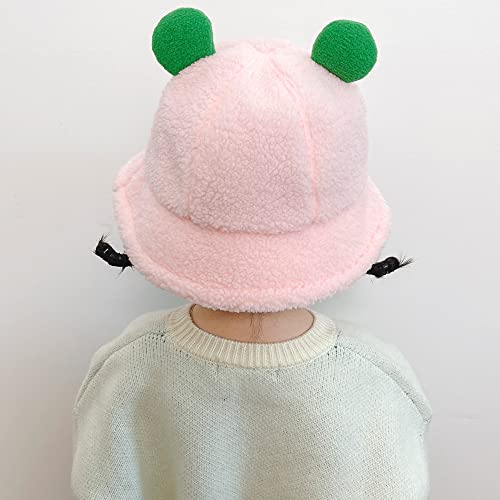 Kids Winter Bucket Hats w/Chin Strap 3-7yr Girls Boys Toddler Faux Fur Frog Cap4