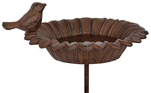 Image of Fallen Fruits FB301 Cast Iron Bird Bath on Pole in Shape of a Sunflower