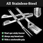 GRILLART Grill Tools Grill Utensils Set - 3PCS BBQ Tools, Stainless Barbeque Grill Accessories -Spatula/Tongs/Fork w/Insulated Glove, Ideal BBQ Set Grilling Tools for Outdoor Grill, Gifts for Men Dad - Image 2