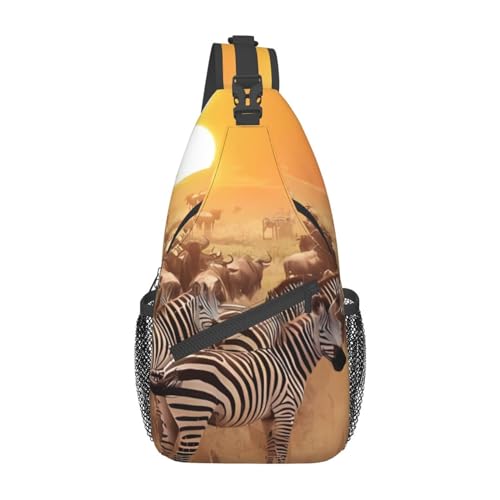 Sac à dos à bandoulière noir imprimé zèbre voyage et randonnée pour femme homme