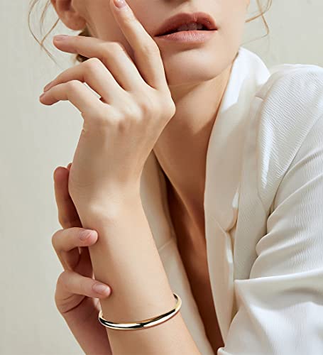 Haiaiso Gold Bracelets 18K Gold Plated Twisted Chunky Bangle Bracelet Plain Polished Adjustable Cuff Bangle Bracelet For Women #TOP7