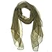 Wrapables Solid Color 100% Silk Long Scarf, Olive