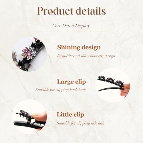 Pinzas para cabello con piedras brillantes trenzadas miniatura 3