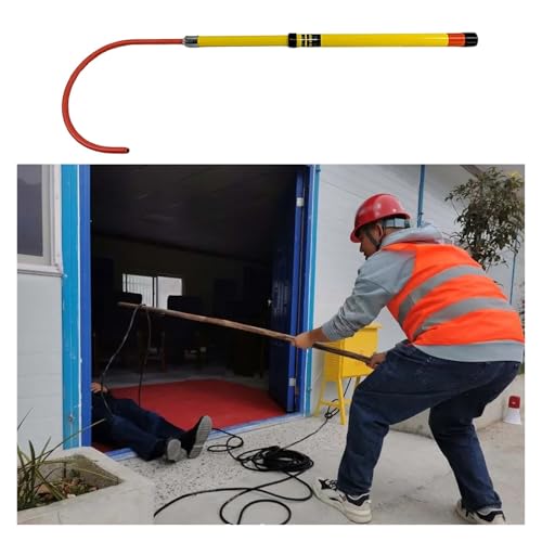 MZZKFC Fibreglass Electrocution Rescue Hook, 1 2 3 4 6 M Insulated Rescue Hook with Non-Slip Handle, Live Line Working Insulated Life-Saving Tools Opening 17.7 in(39.4