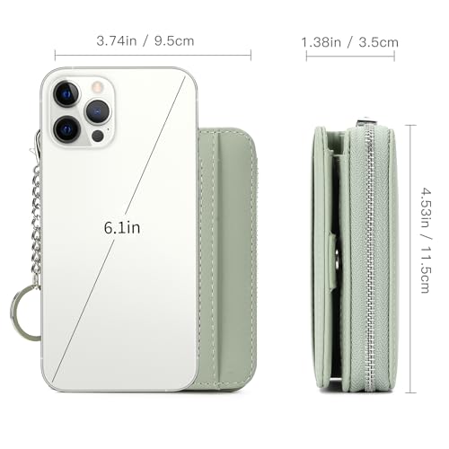 Image of GAEKEAO Wallet Women RFID Blocking Leather Credit Card Holder Compact Small Womens Wallet with ID Window Zipper Coin Pocket