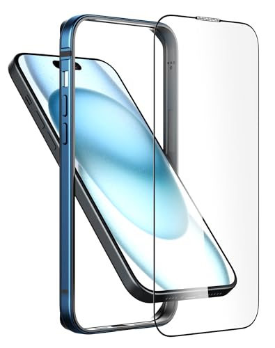 Coque antichoc pour iPhone 15 Plus fine en métal avec intérieur TPU et protection écran verre