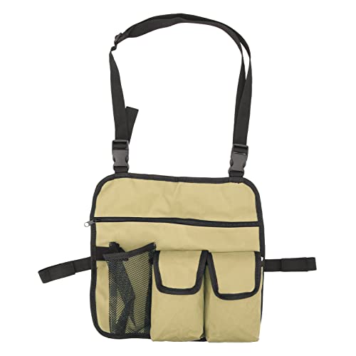 XZXCVN Bolso Organizador para Reposabrazos de Silla de Playa, 600D Oxford Impermeable, Multifuncional y Portátil, Negro - Gran Capacidad, Diseño Ajustable, Ideal para Camping y (Caqui)