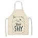 MJJLT 1 Pcs Kitchen Apron Cartoon Cute Cat Printed Sleeveless Cotton Linen Aprons for Men Women Home Cleaning Tools S16 47x38cm