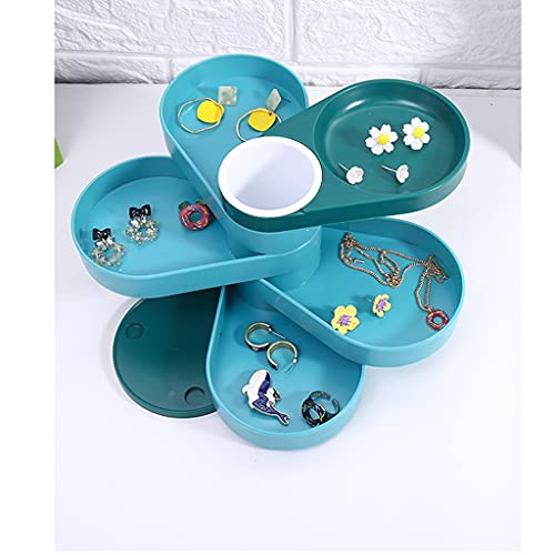 Boîte de rangement de bijoux rotative en plastique pour bagues et cosmétiques