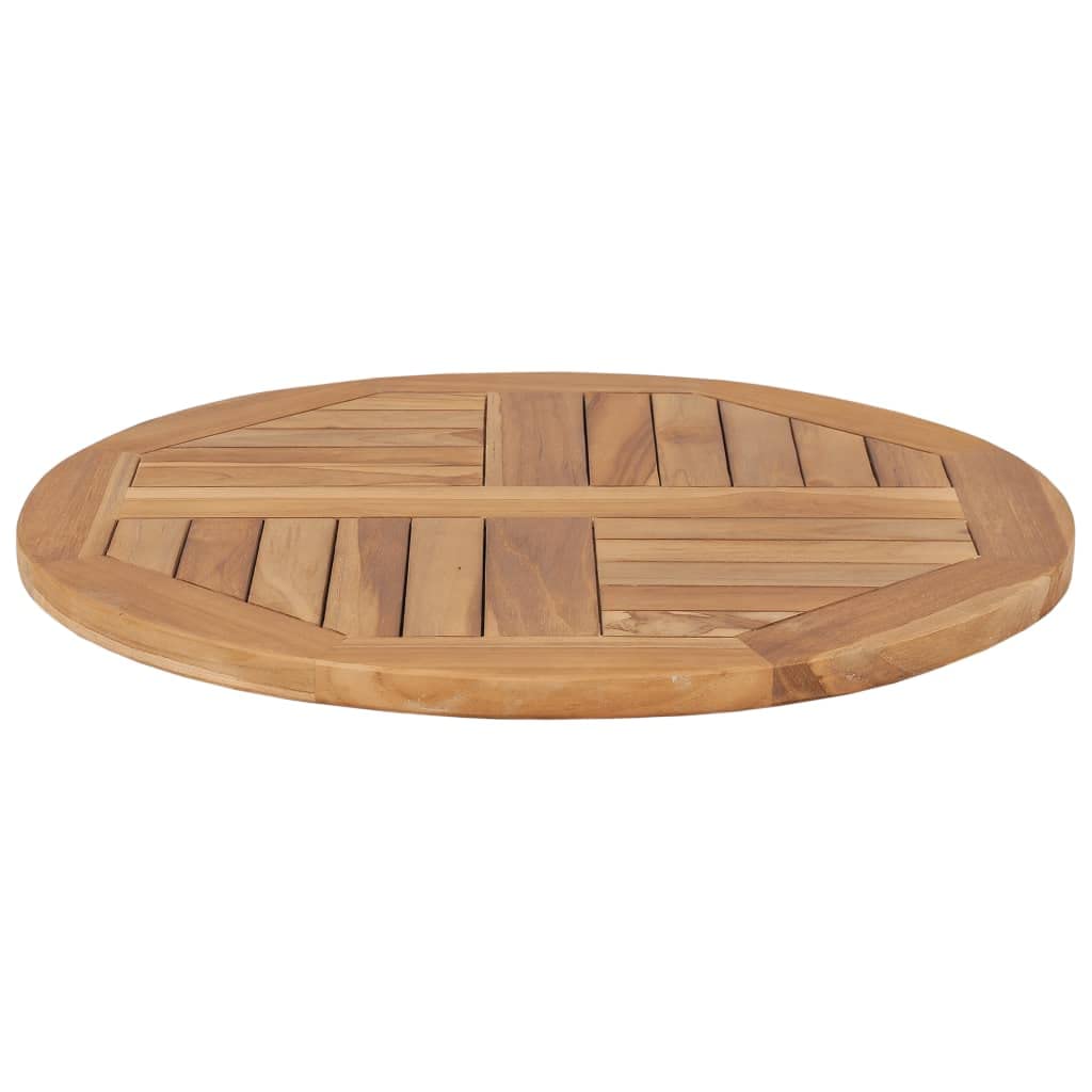 Tomostar Dessus de Table, Plateau de Table à Manger Remplacement Bois de Teck Solide Rond 2,5 cm 60 cm