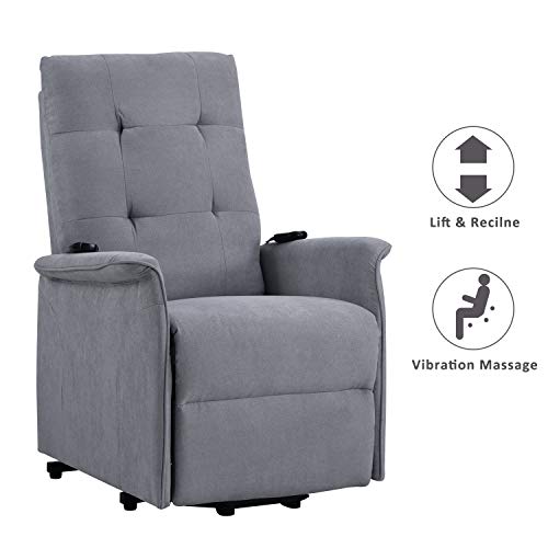 Power Lift Recliner With Massage & Vibration Electric Recliner Chair Massage Sofa Microfiber Fabric Living Room Chair With Side Pockets And Remote Control #TOP5