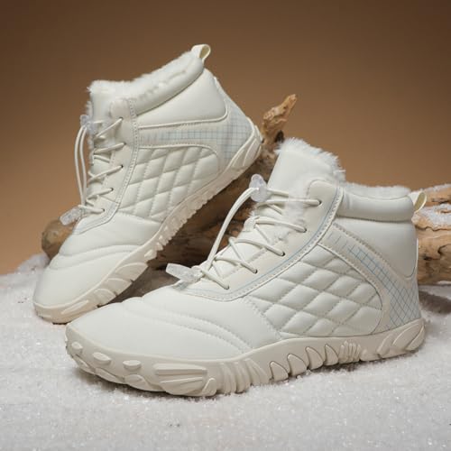 Image of Hike Winter Footwear Barefoot Boots Mens Womens, Waterproof Winter Snow Boots, Warm Ankle Booties, Wide Toe Barefoot Hiking Boots, Non-Slip Zero Drop Sole Hike Shoes for Hiking Walking Outdoor